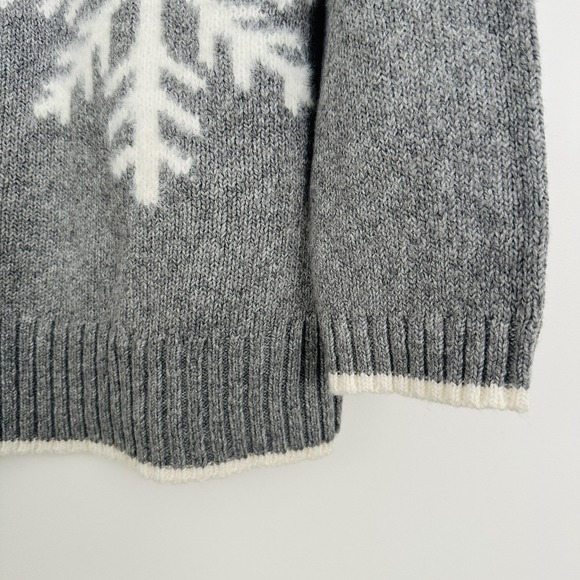 J Jill Sweater Womens Small Gray Chenille Snowflake Intarsia Holiday Rustic Cozy - Picture 3 of 7
